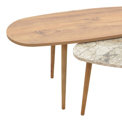 Monty pakoworld oak-beige melamine marble coffee table 116x46x46cm