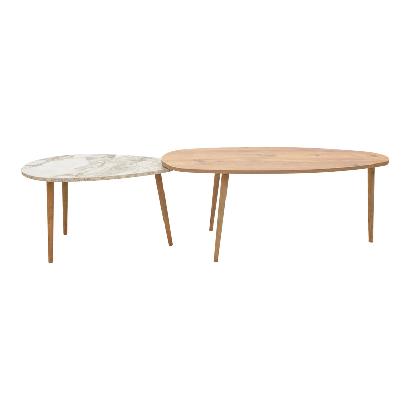 Monty pakoworld oak-beige melamine marble coffee table 116x46x46cm