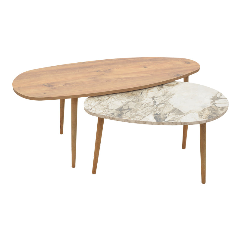 Monty pakoworld oak-beige melamine marble coffee table 116x46x46cm