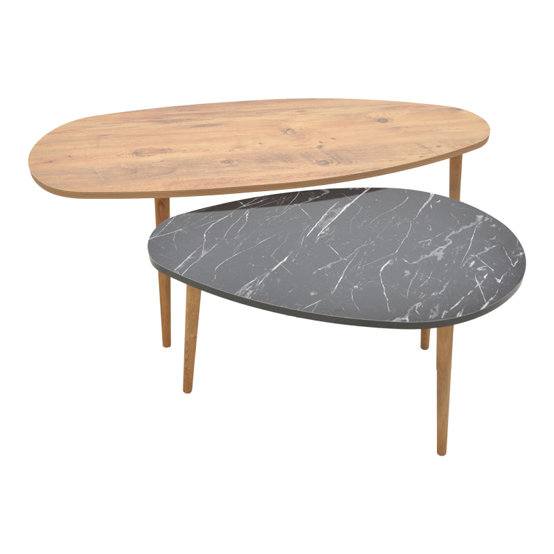 Monty pakoworld coffee table walnut-black marble melamine 116x46x46cm