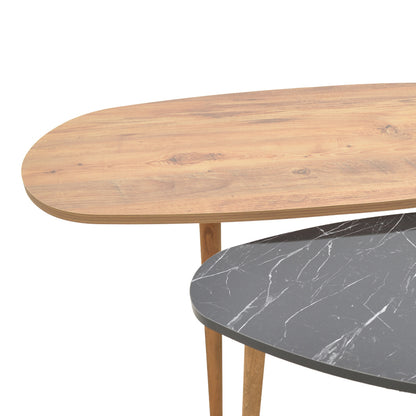 Monty pakoworld coffee table walnut-black marble melamine 116x46x46cm