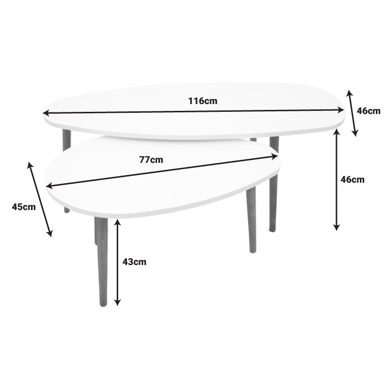 Monty white-natural melamine coffee table 116x46x6cm