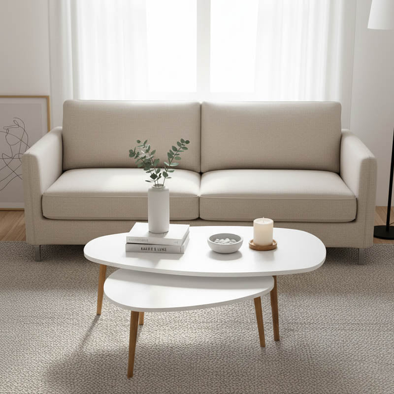 Monty white-natural melamine coffee table 116x46x6cm