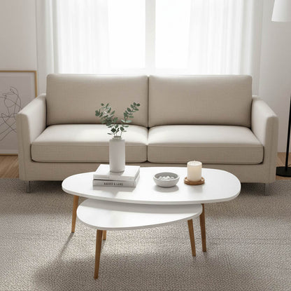 Monty white-natural melamine coffee table 116x46x6cm