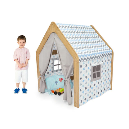 Children's house Montessori Hosnele pakoworld natural-white-blue mdf 95x90x114cm