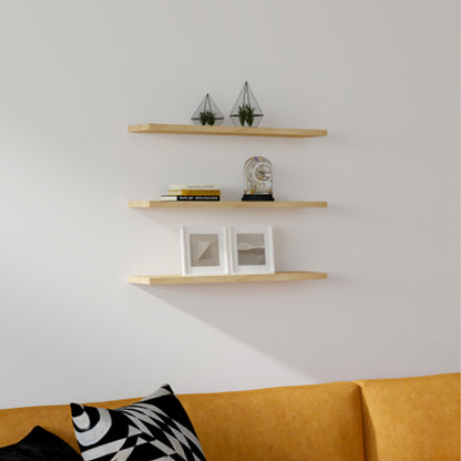 Edna melamine wall shelf in natural shade 60x14.5x1.8cm