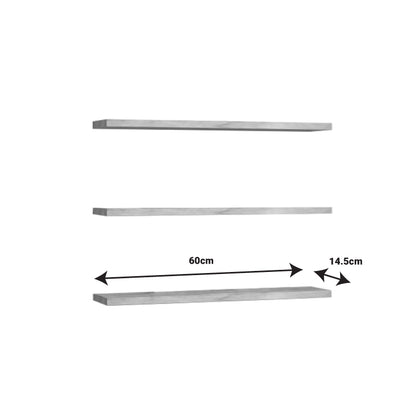 Edna melamine wall shelf in natural shade 60x14.5x1.8cm
