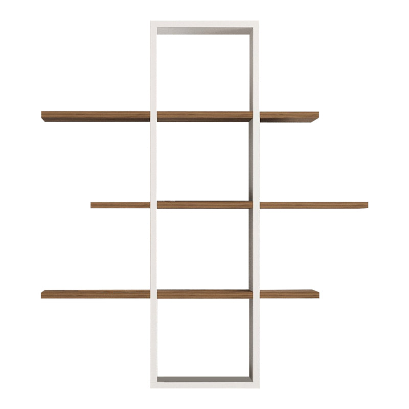 Akira pakoworld melamine wall shelf in walnut-white shade 96x19.5x101cm