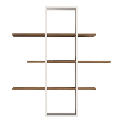 Akira pakoworld melamine wall shelf in walnut-white shade 96x19.5x101cm