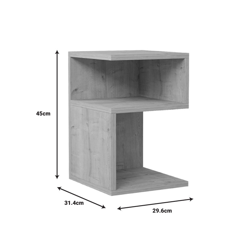 Caroly side table pakoworld melamine in charcoal shade 29.6x31.4x45cm