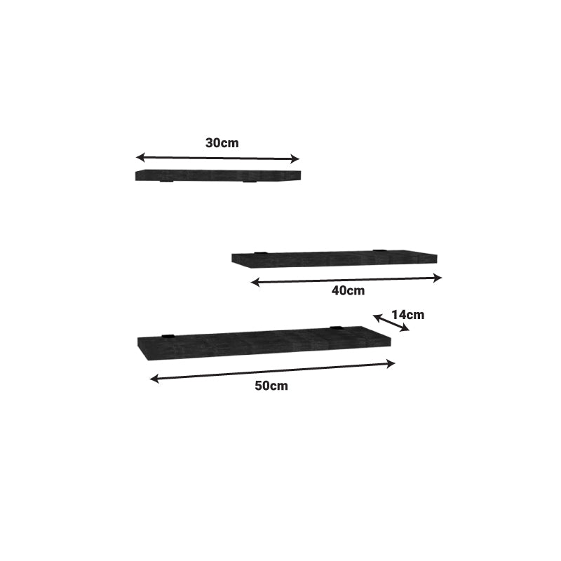 Wall shelf Leila pakoworld set of 3 melamine in natural shade