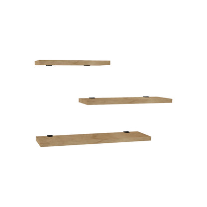 Wall shelf Leila pakoworld set of 3 melamine in natural shade 40x14x2cm