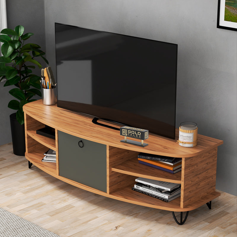 TV cabinet Ukane pakoworld melamine in natural and anthracite shade 136x44x48cm