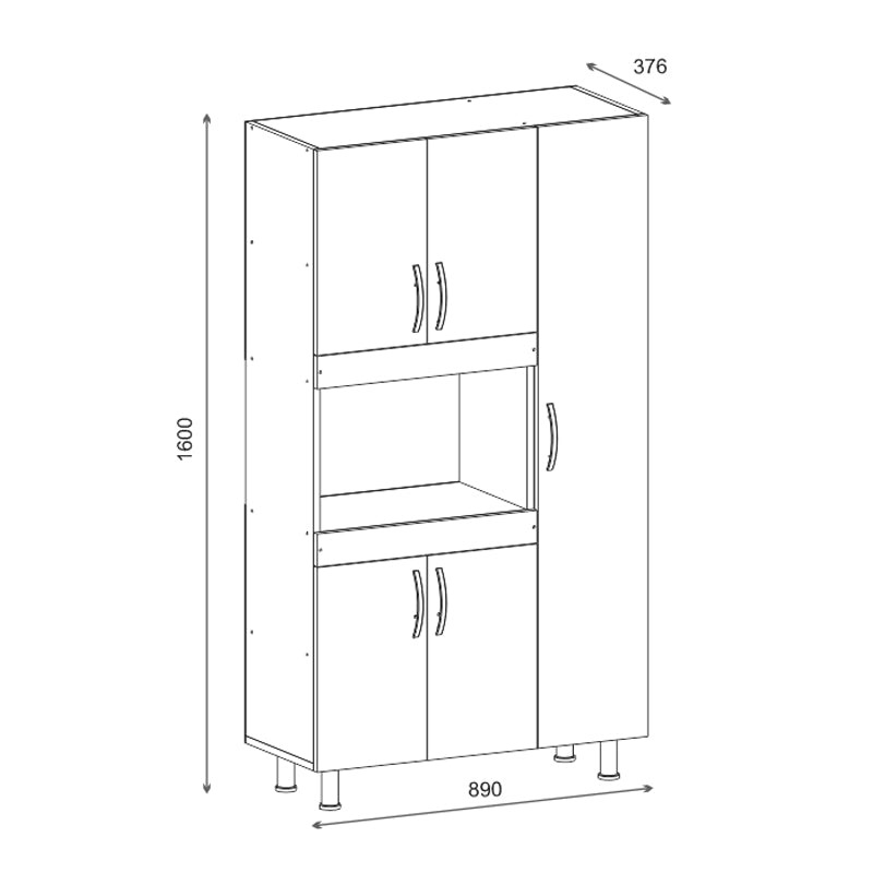 Defne pakoworld kitchen cabinet in white 89x37.5x160cm