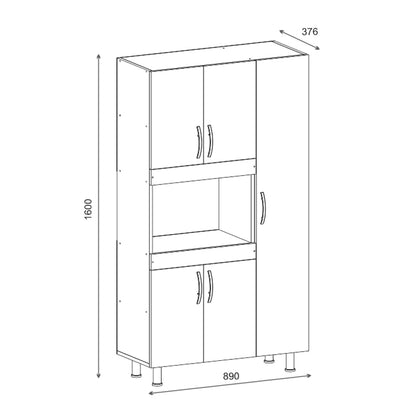Defne pakoworld kitchen cabinet in white 89x37.5x160cm