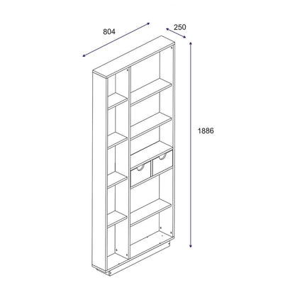 Bookcase with drawers Dakin pakoworld in oak shade 80x25x190cm