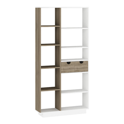 Bookcase with drawers Dakin pakoworld in white-walnut shade 80x25x190cm