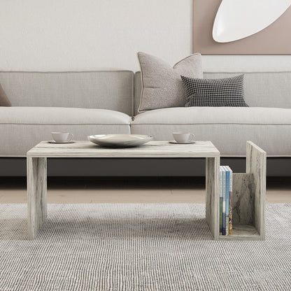 Poko coffee table in white-grey marble color 86.8x50x32.4cm