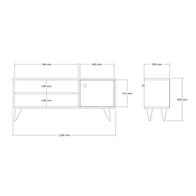 Wison pakoworld TV cabinet in oak shade 120x29x50cm
