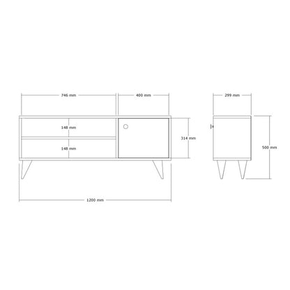 Wison pakoworld TV cabinet in oak shade 120x29x50cm