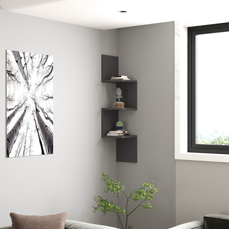 Corner wall shelf Insta pakoworld in anthracite 25x25x105.5cm