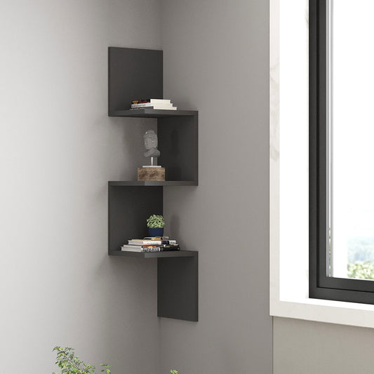 Corner wall shelf Insta in anthracite 25x25x105.5cm
