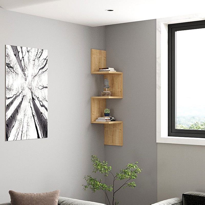Corner wall shelf Insta pakoworld in oak 25x25x105.5cm