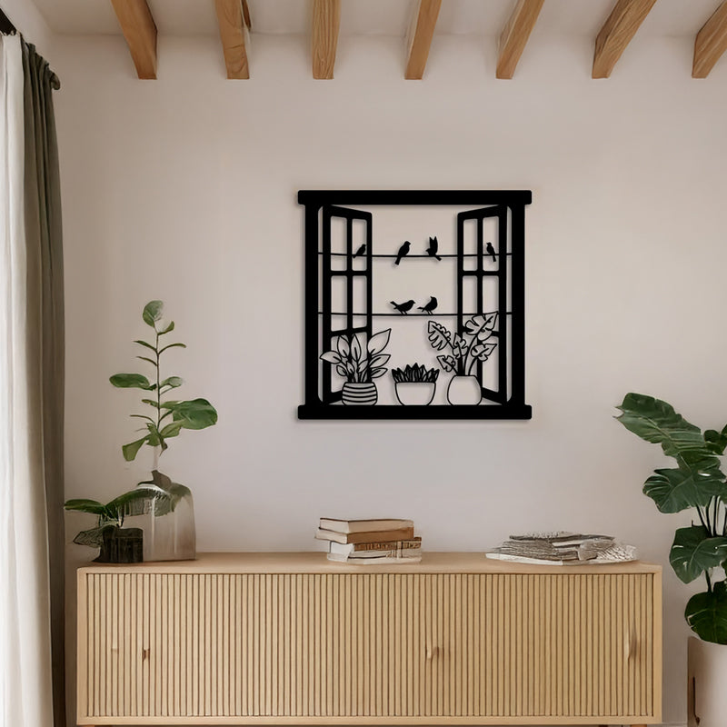 Wall deco Windo black metal 50x0.15x50cm