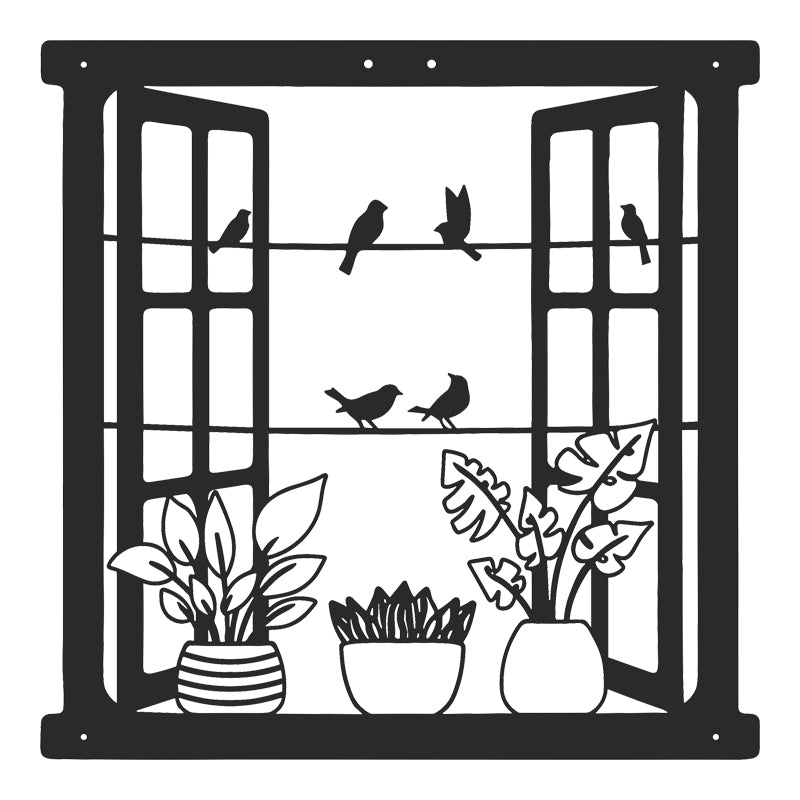 Wall deco Windo black metal 50x0.15x50cm