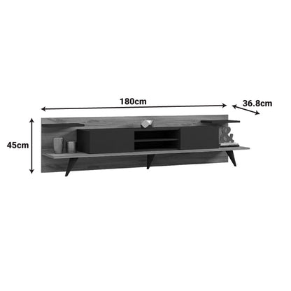 Tv stand Astry walnut with anthracite color 180x36.8x45cm