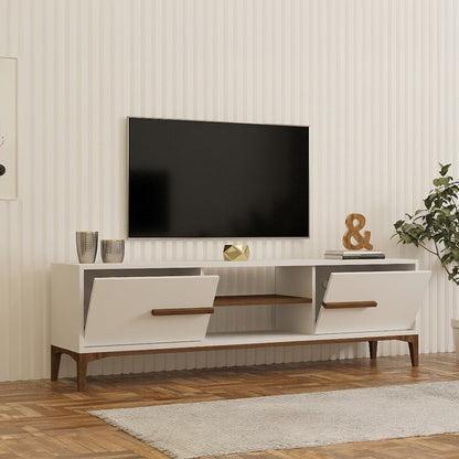 Tv stand Eslem white with walnut color 160x34.6x45cm