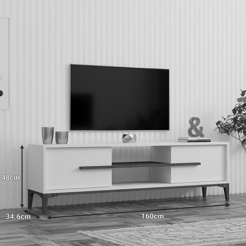 Tv stand Eslem white with walnut color 160x34.6x45cm