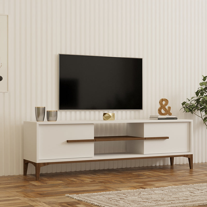 Tv stand Eslem white with walnut color 160x34.6x45cm