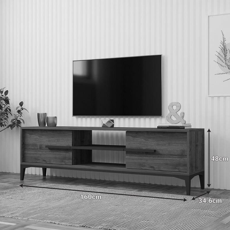 Tv stand Eslem walnut with anthracite color 160x34.6x45cm