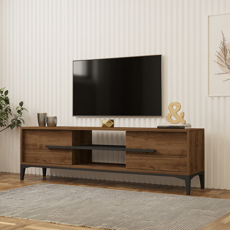 Tv stand Eslem pakoworld walnut with anthracite color 160x34.6x45cm
