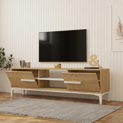 Tv stand Eslem in natural with white color 160x34.6x45cm