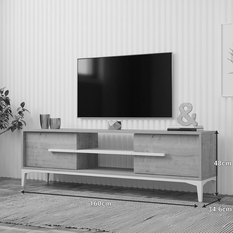 Tv stand Eslem in natural with white color 160x34.6x45cm