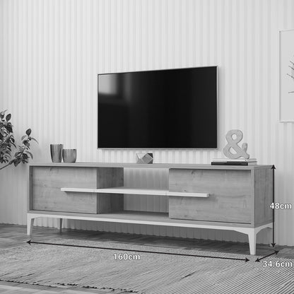 Tv stand Eslem in natural with white color 160x34.6x45cm