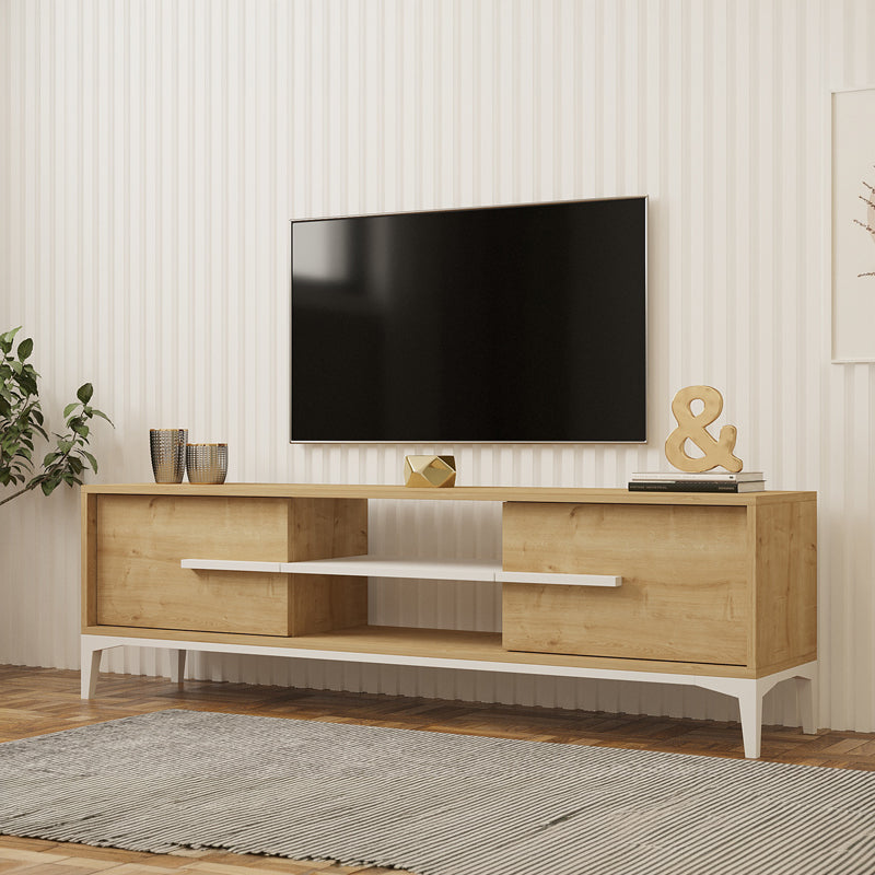 Tv stand Eslem in natural with white color 160x34.6x45cm