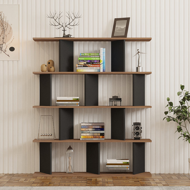 Bookcase Ratu anthracite with oak color 120x24.6x141cm