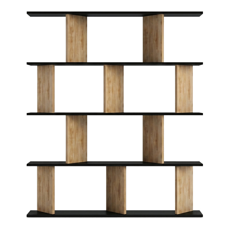 Bookcase Ratu walnut with anthracite color 120x24.6x141cm