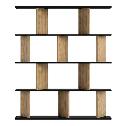 Bookcase Ratu pakoworld walnut with anthracite color 120x24.6x141cm