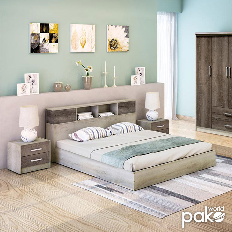 Double bed Olympus pakoworld in castillo-toro colour oak 160x200