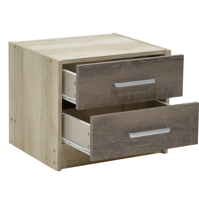 Nightstand Olympus pakoworld with 2 drawers in castillo-toro colour 47,5x40,5x40,5