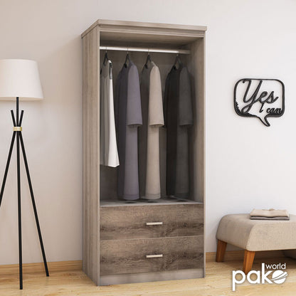 Wardrobe Olympus pakoworld with 2 doors and drawers in castillo-toro colour 81x57x183