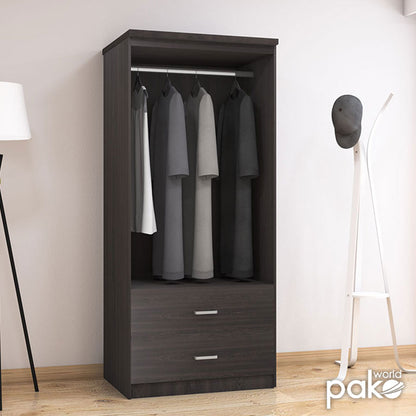 Wardrobe Olympus pakoworld with 2 doors and drawers in wenge colour 81x57x183