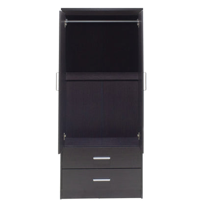 Wardrobe Olympus pakoworld with 2 doors and drawers in wenge colour 81x57x183