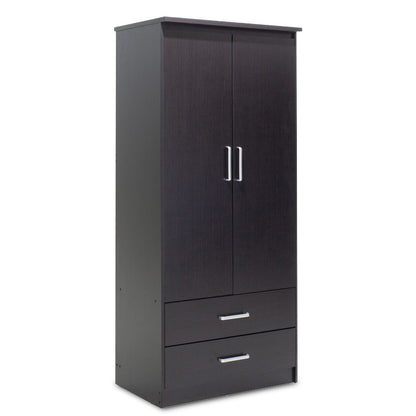 Wardrobe Olympus pakoworld with 2 doors and drawers in wenge colour 81x57x183