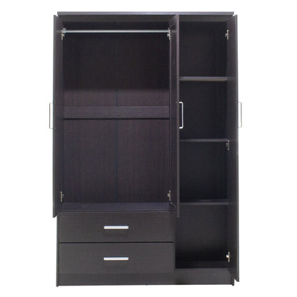 Wardrobe Olympus pakoworld with 3 doors and drawers+mirror in wenge colour 120x57x183