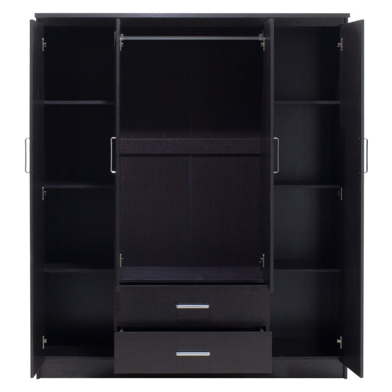 Wardrobe Olympus pakoworld with 4 doors and drawers in wenge colour 159x57x183